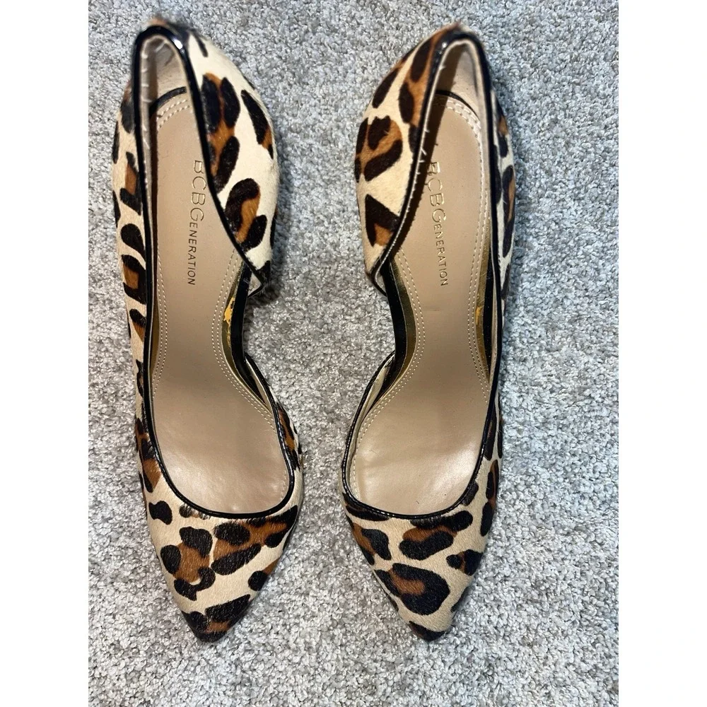 BCBGeneration Paris Leopard Print Cow Hair‎ Pumps Heels Womens 8.5